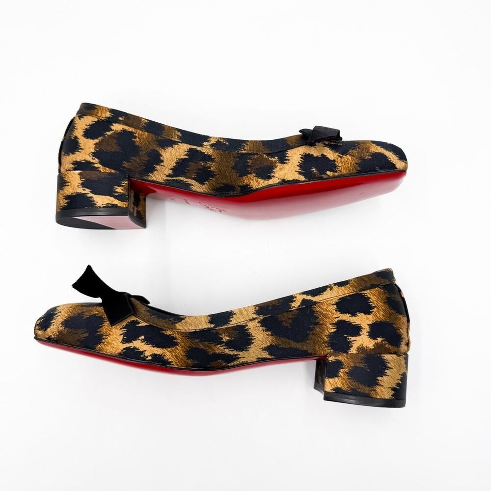Christian Louboutin Mamaflirt 30 Satin Leopard Bow Ballet Flats EU 37.5 US 7.5 - Picture 9 of 12